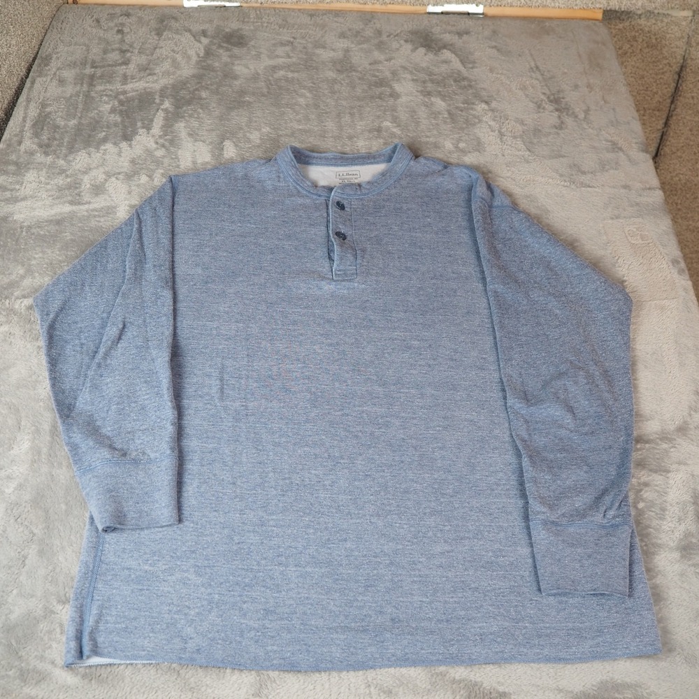 LL Bean Mens XL Tall Two Layer River‎ Driver Henley Shirt  Wool Blend Thermal